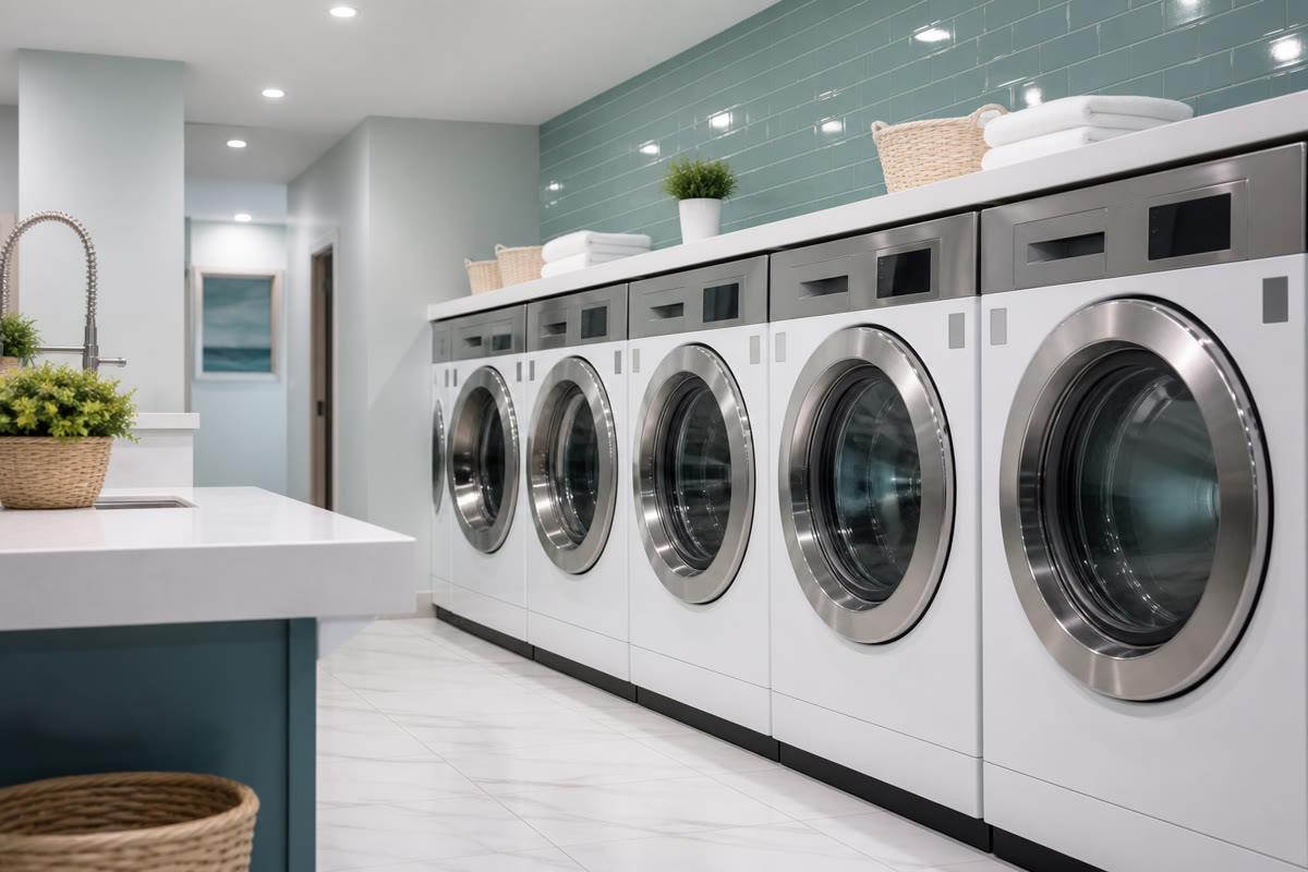 Washers at a neighborhood laundry